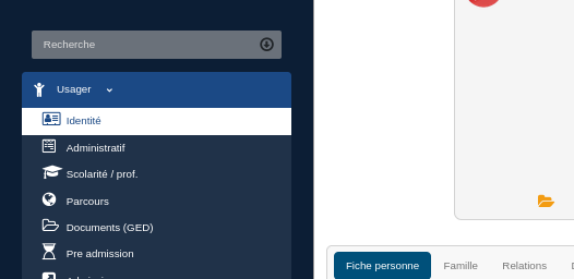 Usager › Identité › Fiche personne