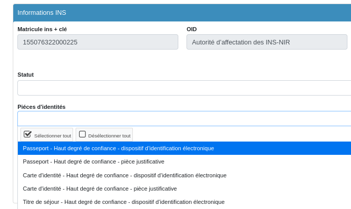 Liste des pièces d'identité