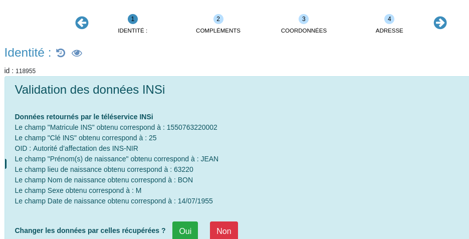 Validation des données INSi